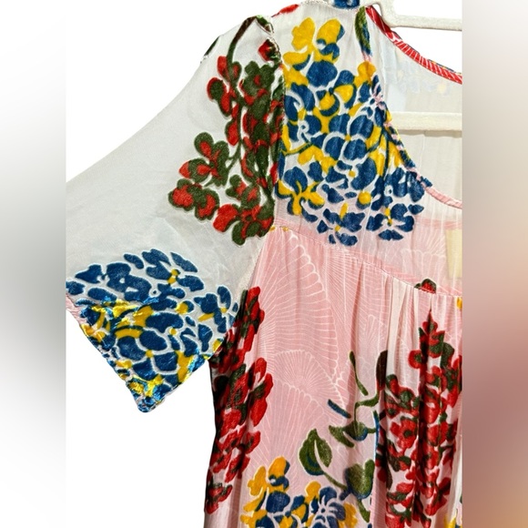 Maeve by Anthropologie Flower Market Swing Dress Velvet Burnout Red‎ Motif Sz M - Picture 10 of 14
